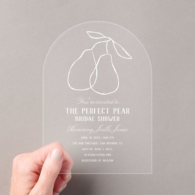 Invitaciones Acrílicas Ducha de Novia Moderna Perfect Pear (Subido por el creador)