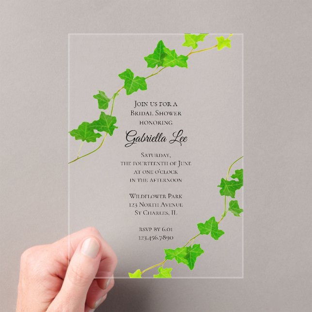 Invitaciones Acrílicas Ducha de novias de marfil de inglés verde (Insitu (portátil))