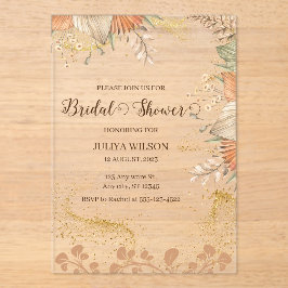 Invitaciones Acrílicas Ducha de novias de pasto de Boho pampas