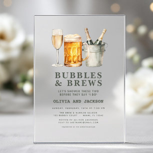 Invitaciones Acrílicas Ducha de Parejas Burbujas y Cervezas