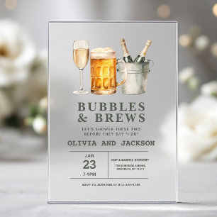 Invitaciones Acrílicas Ducha de Parejas Burbujas y Cervezas