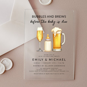 Invitaciones Acrílicas Ducha de parejas: burbujas y cervezas antes de que