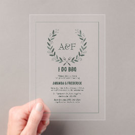 Invitaciones Acrílicas Ducha de parejas de monograma rústico moderno Hago