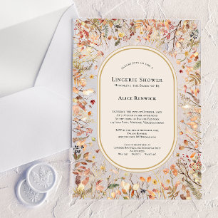 Invitaciones Acrílicas Ducha de ropa interior vintage rústica de otoño be