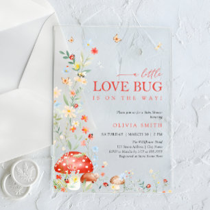 Invitaciones Acrílicas Ducha de Wildflower Little Love Bug Baby