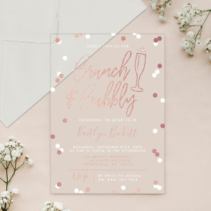 Invitaciones Acrílicas Ducha nupcial de Brunch & Bubbly Confetti