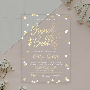 Invitaciones Acrílicas Ducha nupcial de Brunch & Bubbly Confetti