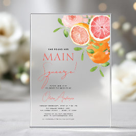 Invitaciones Acrílicas Ducha Nupcial de Citrus Main Squeeze Naranja