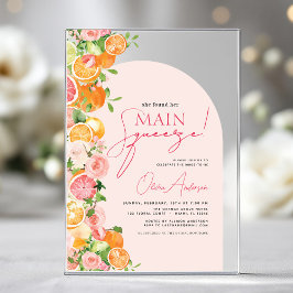 Invitaciones Acrílicas Ducha Nupcial de Citrus Main Squeeze Naranja