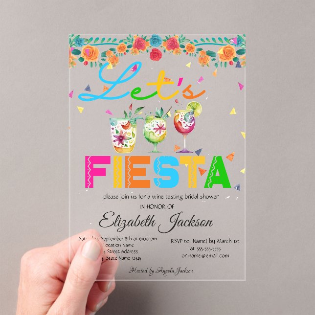 Invitaciones Acrílicas Ducha nupcial de Fiesta Mexicana (Insitu (portátil))