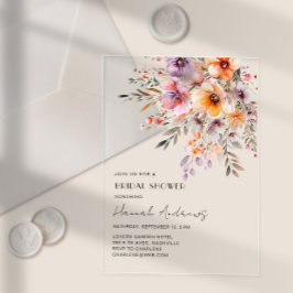 Invitaciones Acrílicas Ducha nupcial de flores y flores
