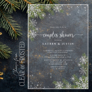 Invitaciones Acrílicas Ducha nupcial de las parejas de copas azules de co