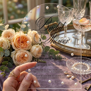Invitaciones Acrílicas Ducha nupcial de Perlas Blancas