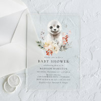 Dulce Aquerela Foca Ártica Invierno Baby Shower