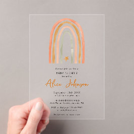 Invitaciones Acrílicas Dulce Arcoíris y Estrella Boho Baby Shower