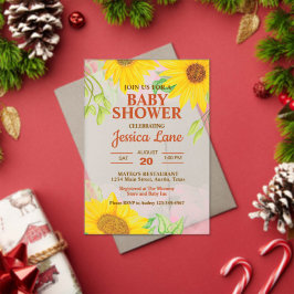 Invitaciones Acrílicas Dulce Baby Shower de Girasoles