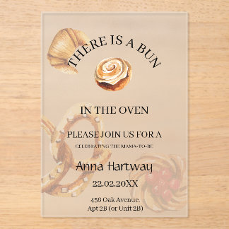 Invitaciones Acrílicas Dulce borde de encaje Cinnamon Roll Baby Shower