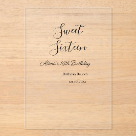 Invitaciones Acrílicas Dulce brunch de 16 años nombre de 16 cumpleaños d