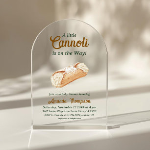 Invitaciones Acrílicas Dulce Cannoli Baby Shower Italiano Beige Neutral