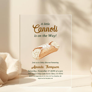 Invitaciones Acrílicas Dulce Cannoli Neutral Beige Baby Shower Italiano