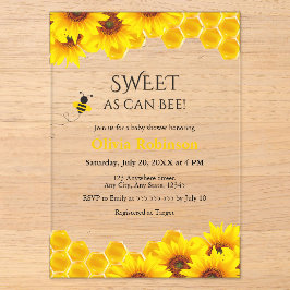 Invitaciones Acrílicas Dulce como puede ser abeja Baby Shower Amarillo Pa