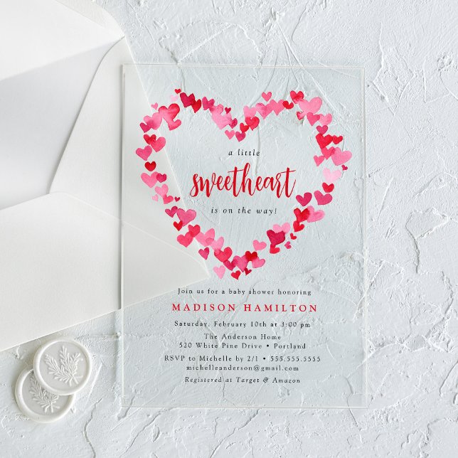 Invitaciones Acrílicas Dulce Corazón Fiesta de Revelación de Bebé Corazon (Subido por el creador)