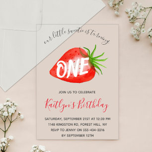 Invitaciones Acrílicas Dulce Cumpleaños Fresita 1