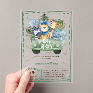 Invitaciones Acrílicas Dulce de bebé safari de niño