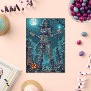 Invitaciones Acrílicas Dulce de Halloween o Novia Zombie con Cerebros