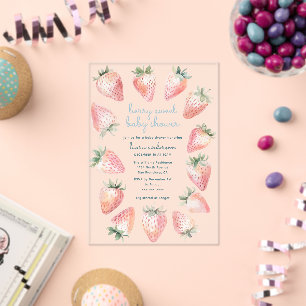 Invitaciones Acrílicas Dulce ducha de bebé de frutos rojos Acuarela de fr