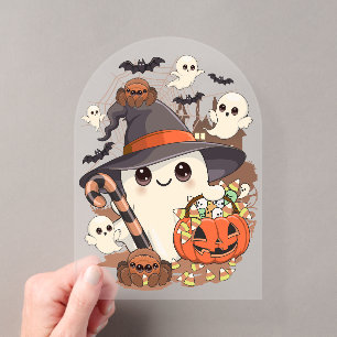 Invitaciones Acrílicas Dulce Fantasma de Halloween en Estilo Kawaii