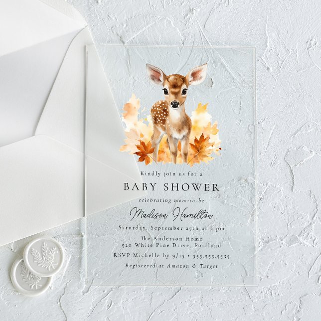 Invitaciones Acrílicas Dulce fiesta de bebé de temática boscosa otoñal (Subido por el creador)