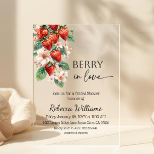 Invitaciones Acrílicas Dulce Fresa en Amor Ducha de Novia Fresa