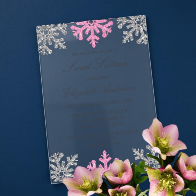 Invitaciones Acrílicas Dulce invernal rosado plateado 16 (Subido por el creador)