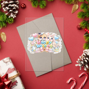Invitaciones Acrílicas Dulce Kawaii Feliz Boda Pareja Animales Pastel Pi