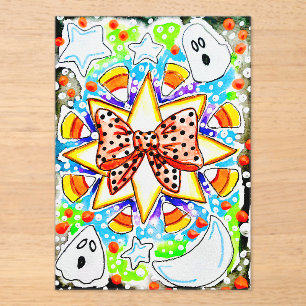 Invitaciones Acrílicas Dulce maíz de Halloween lindo