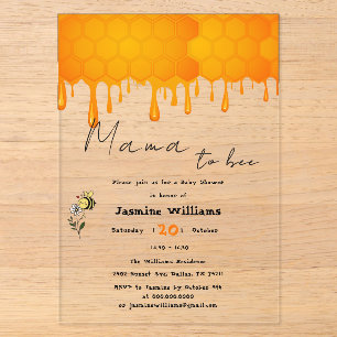 Invitaciones Acrílicas Dulce panal de abeja que gotea miel Fiesta de Baby