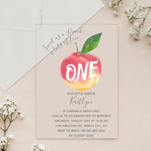 Invitaciones Acrílicas Dulce Peach First Birthday