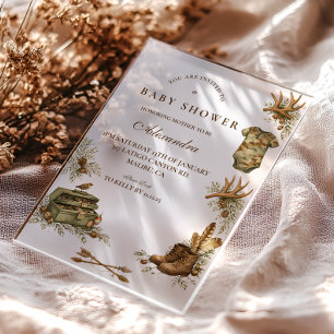 Invitaciones Acrílicas Dulce recuerdo de la ducha de bebé en el bosque Li
