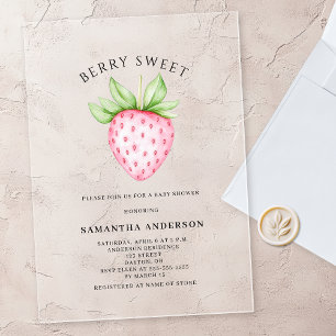 Invitaciones Acrílicas Dulce Rosa Fresa Niña Baby Shower