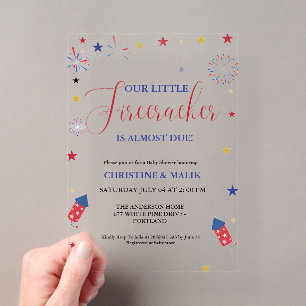 Invitaciones Acrílicas Dulce sorpresa del 4 de julio Baby Shower