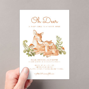 Invitaciones Acrílicas Dulces ciervos en bosque, baby shower
