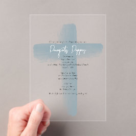 Invitaciones Acrílicas Duste azul griego ortodoxo cristiano bautismo