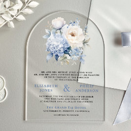 Invitaciones Acrílicas Dusty Blue and White Floral Wedding
