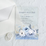 Invitaciones Acrílicas Dusty Blue Floral Sweet 16 Dieciséis Fiestas<br><div class="desc">Dusty Blue Floral Sweet 16 Dieciséis Invitaciones Fiestas Acrílicas Hermosas Flores Azules y Blancas. Idóneo para todas las temporadas. Ver artículos coincidentes en Niche y almacén anidado</div>