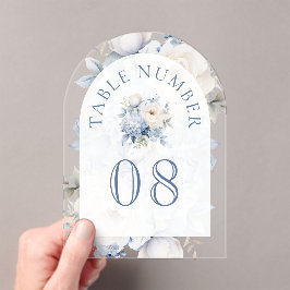 Invitaciones Acrílicas Dusty Blue Floral Wedding Acrylic Table Number
