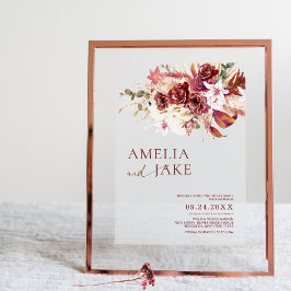 Invitaciones Acrílicas Dusty Rosewood & Burgundy Blush Floral Wedding