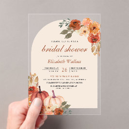 Invitaciones Acrílicas Earthy Floral Terracotta Pumpkin Bridal Shower