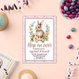 Invitaciones Acrílicas Easter Brunch & Egg Hunt Floral Watercolor Bunny