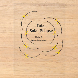 Invitaciones Acrílicas Eclipse solar total añadir ubicación de fecha mita